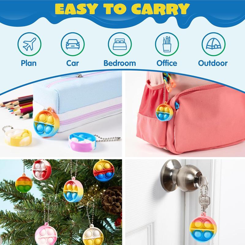 Random Color Mini Keychain, 20pcs/set Colorful Keychain Toy, Stress Relief Toy for Kids & Adults, Party Gift for Boys & Girls 2