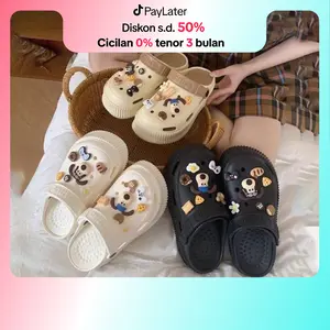 Cososisi Sandal orang tua-anak eva sepatu lubang ibu dan anak Kenakan sandal anjing kartun di luar Fashion Kaki Sendal
