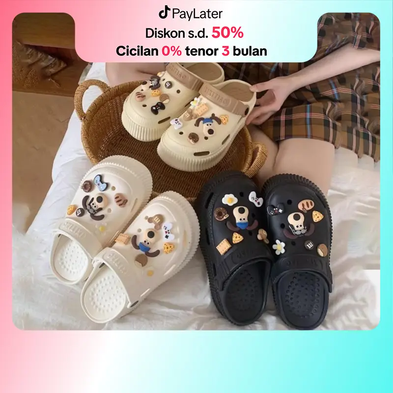 Cososisi Sandal orang tua-anak eva sepatu lubang ibu dan anak Kenakan sandal anjing kartun di luar Fashion Kaki Sendal