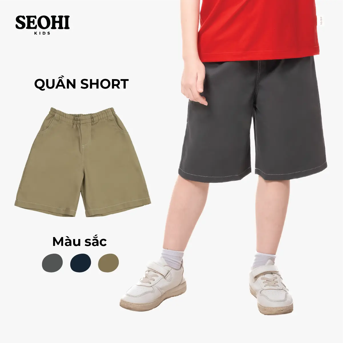 Quần short kaki lửng mềm SEOHI cho trẻ em đủ size 13-38kg (Mã SQ2501)