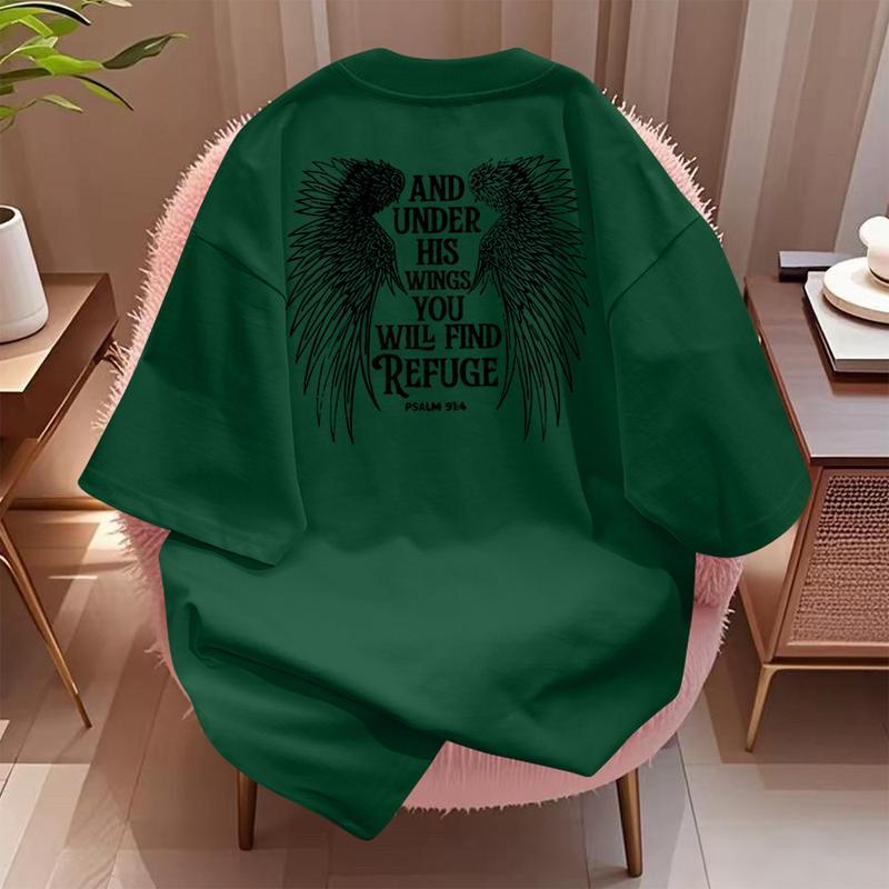 Áo Thun Ngắn Tay, Chất Liệu Cotton Mùa Hè, Thiết Kế In Hình, Phong Cách Thường Ngày Cổ Tròn, Dáng Rộng Vừa Vặn, Áo Nữ, Thoải Mái 8