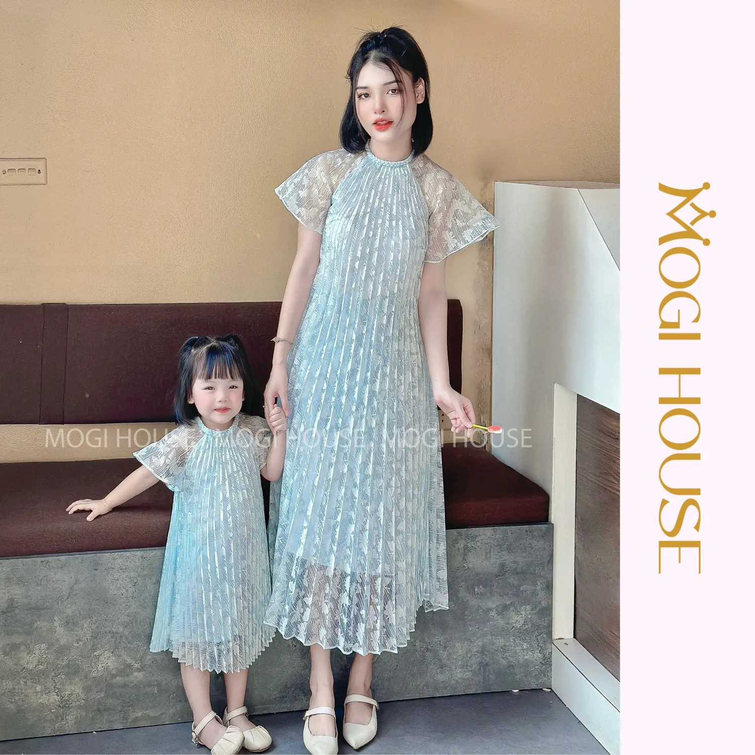 [Đầm Dự Tiệc] Set Váy Đôi Mẹ Và Bé Thiết Kế ALY MAXI DRESS Váy Dáng Dài Cho Bé Từ 1-5 Tuổi MOGIHOUSE