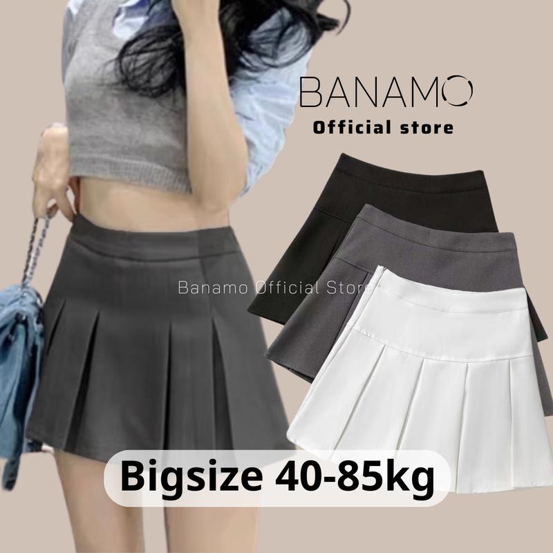 Chân váy tennis xếp ly to 3 màu trendy đen trắng xám thời trang Banamo Fashion 5321 Màu Đen