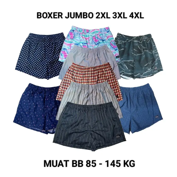 Celana Boxer Jumbo Pria Wanita / Celana Boxer Pria Wanita Dewasa Jumbo Super Big Size Bahan Katun Printing XXL XXXL XXXXL Pinggang Karet Motif / Boxer Pria Murah Shorts Pendek
