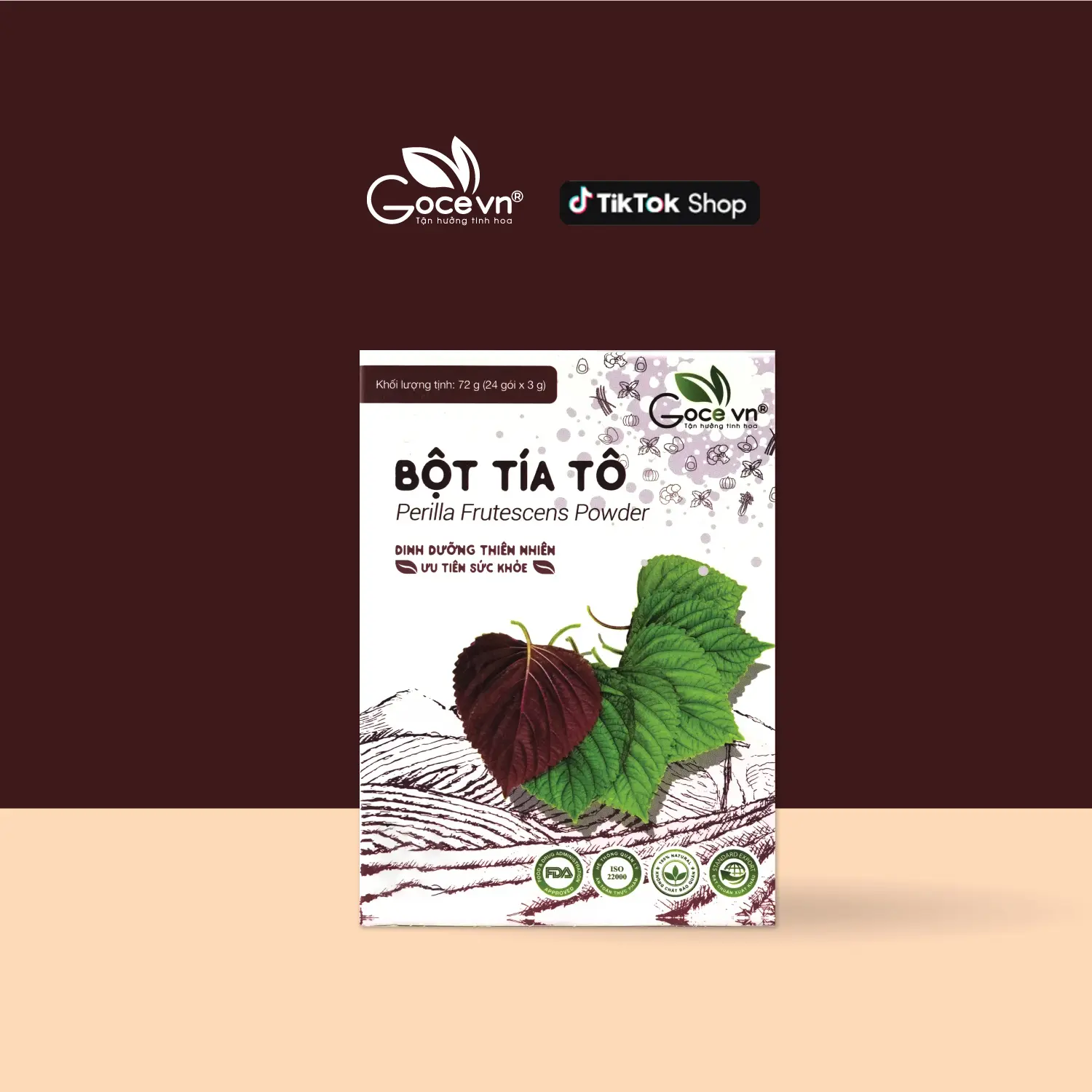 Bột tía tô nguyên chất Goce – 72g (24 gói x 3g)