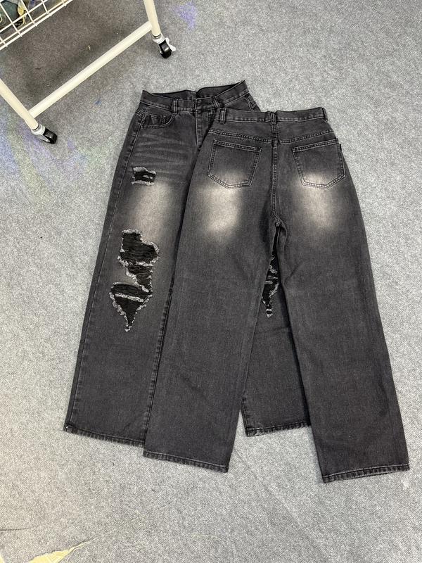 Q473 (S_XL) Quần suông chất Cotton rách trước kiểu dài 105cm Menswear Pants Ong 4