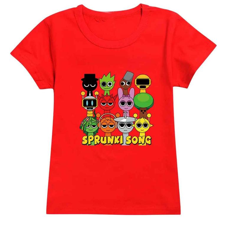 Áo thun trẻ em Áo POLYCOTTON mát mịn In Hình SPRUNKI SONG cho bé trai và bé gái Vải Cotton Baby Tee Women Top Voi Cổ Tròn Heart áo  baby áo  baby áo  len Flower 3