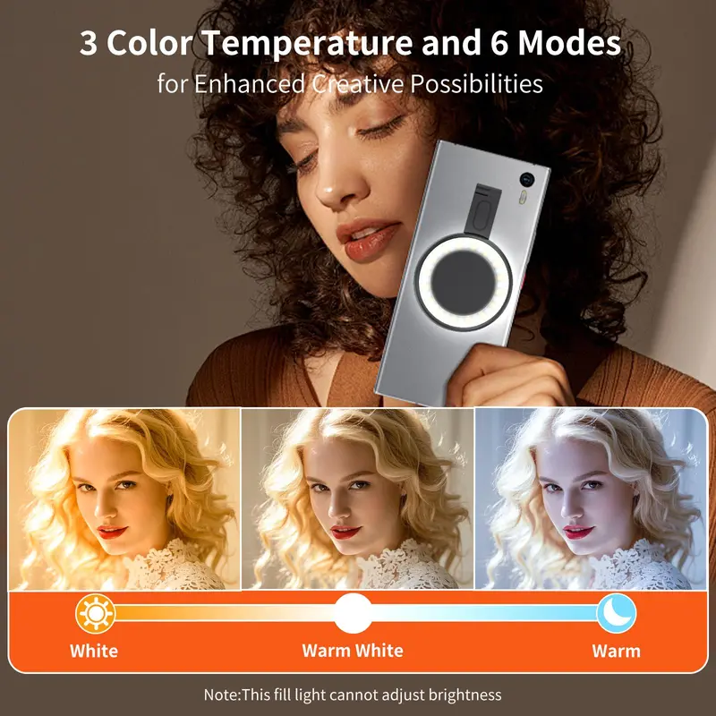 Magnetic Selfie Light for iPhone Magsafe, Portable Phone Ring Light for Video Recording, Rechargeable Lightweight Travel LED Cell Phone Light 6
