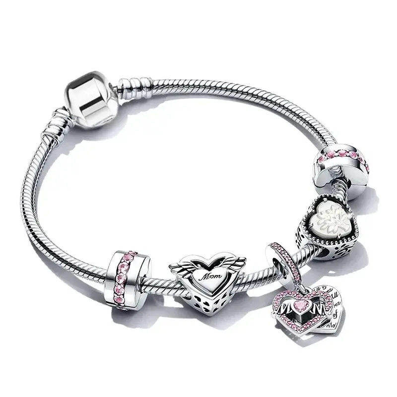 Fashionable Romantic Silver Gold Colorful Charm Suitable for Original Pandora Colorful Bracelets Women's DIY Jewelry Production