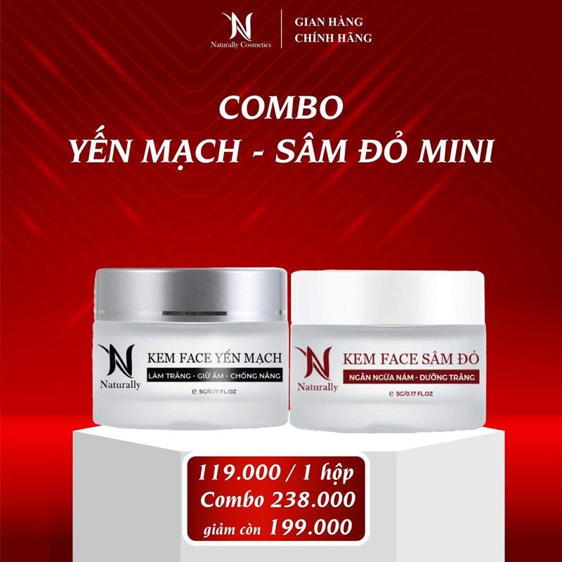 Combo Kem Face Yến Mạch & Sâm Đỏ size Mini dưỡng trắng mờ thâm nám tàn nhang
