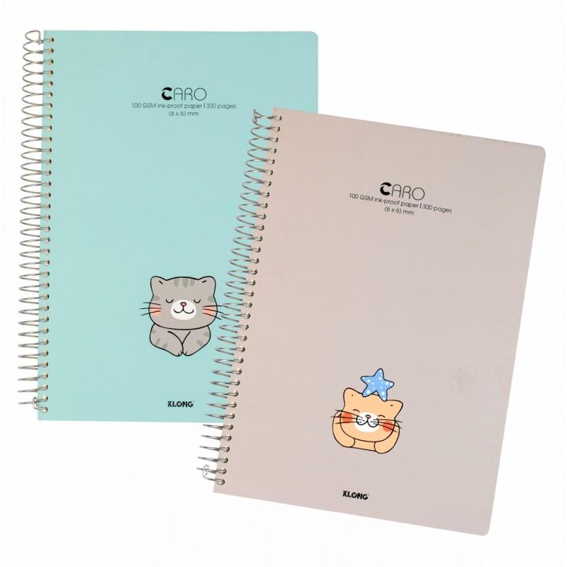  Sổ Caro  6x6 mm lò xo đơn KLONG A4 300 trang 100 76; MS: 591 