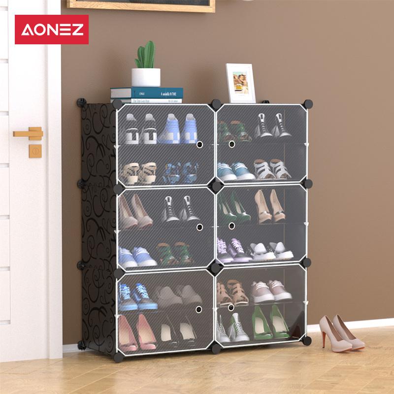 Product Introduction of 【COD 24 Shipping】AONEZ Rak Sepatu Anti Debu 6 Layer Tebal Shoe Rack Portable Serbaguna Kotak Sepatu Portable 10