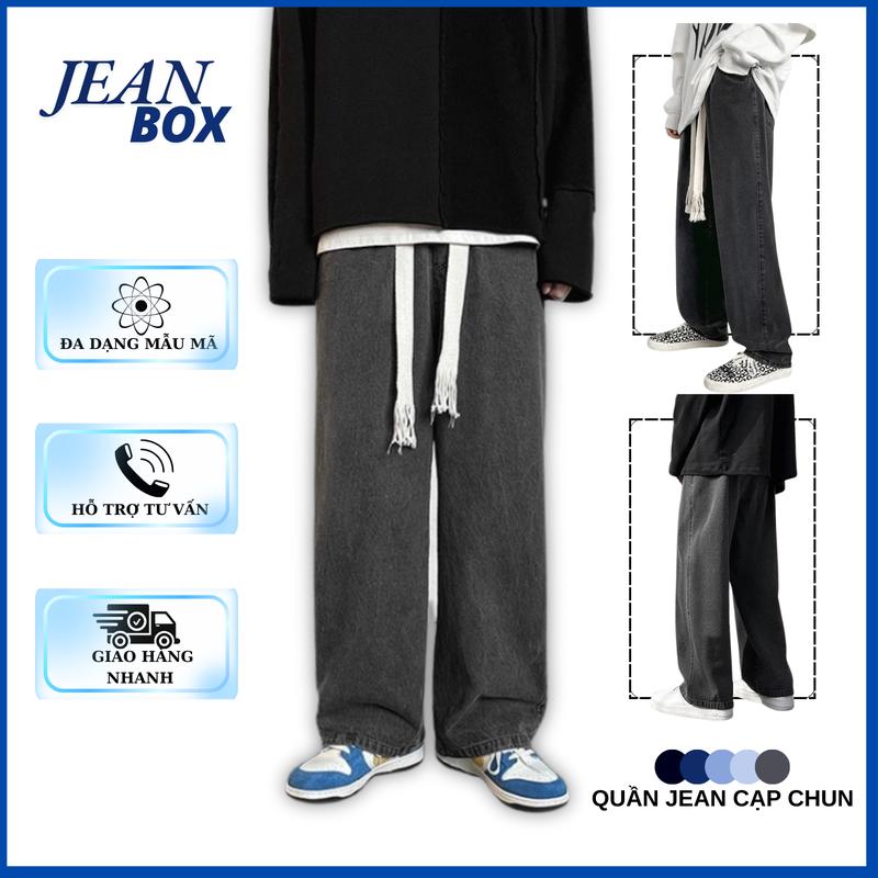 Quần jean nam nữ ống suông màu đen khói JEAN BOX 09 trẻ trung năng động thời trang Unisex Menswear Pants Baggy Ong
