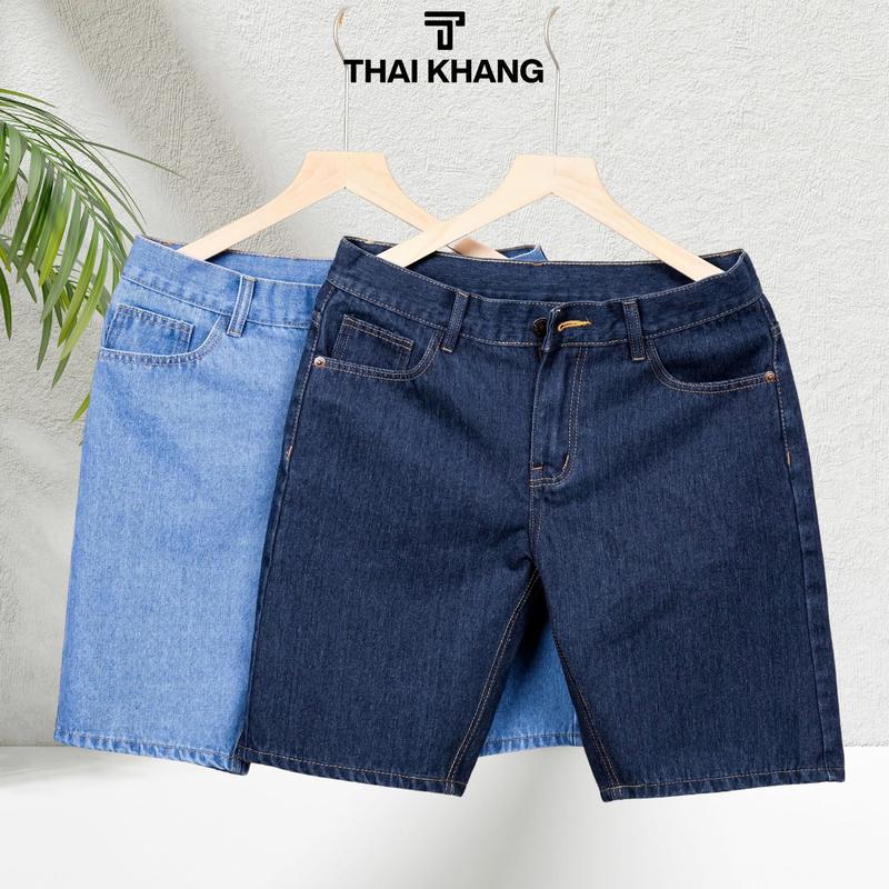 Quần short jean nam Thái Khang loại quần short nam trung niên chất dày dặn mềm mát QUAN05 Menswear Pants Có Túi