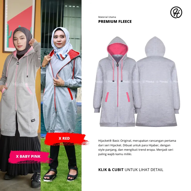 Hijacket Basic Grey Jaket Simpel Wanita Muslimah Terbaru 3