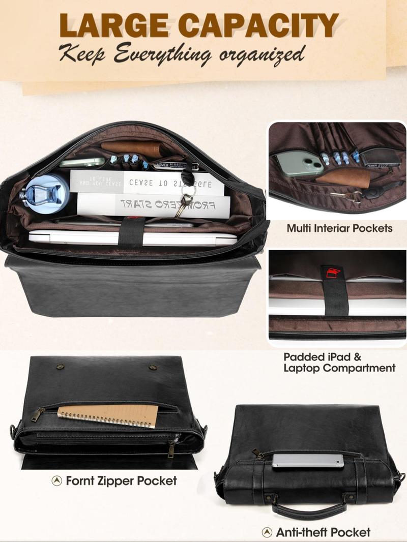 Product Introduction of Men's Elegant Vintage Solid Color Briefcase, Fashionable Large Capacity Laptop Bag, Casual Trendy Versatile High-quality Daily Commuting Bag 2