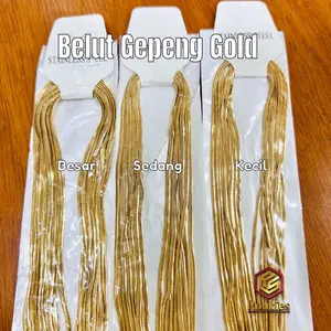 Kalung Titanium Belut Ular Gepeng Warna Gold Import Premium Anti Karat