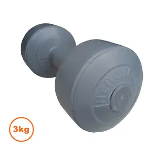 Barbel Dumbel Plastik 3 KG Hercules Abu-Abu - 1pcs olahraga alat