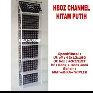 Rak Tas Gantung Chanel Hitam Putih dengan resleting