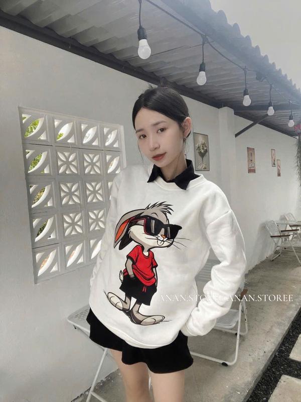 Áo Sweater Nỉ Bông In Hoạ Tiết Sắc Nét Xinh Xắn Form 40-60KG Nữ Top 4