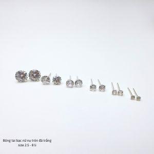 Khuyên tai bạc nụ đá Bạc Thanh Thủy lấp lánh nhỏ xinh bông tai bạc nam nữ nụ đá tròn Cucbic Zirconia size 2.5-8 li 5