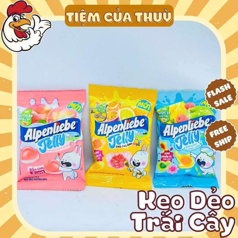  Kẹo Dẻo Nhân Trái Cây Alpenliebe Jelly Biển Xanh - Đào Tim 24G Tiệm ăn vặt Thuỳ Bùi 