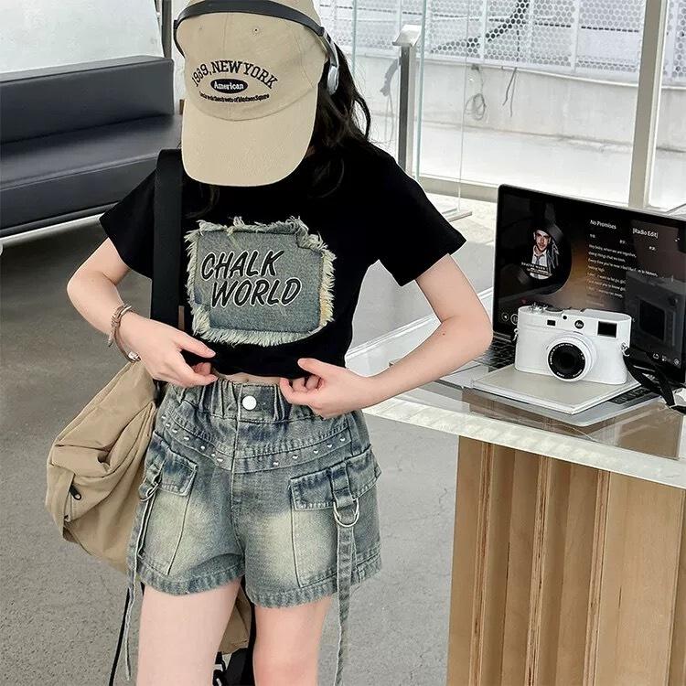 tshirt atasan crop top anak perempuan 2-10 tahun bahan katun adem 100% sesuai gambar 3