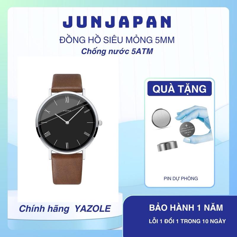 [ JunJapan ] Đồng hồ nam nữ  chính hãng YAZOLE SM001 siêu mỏng , chống thấm nước nhẹ nhàng , chạy 2 kim đơn giản  có tặng kèm pin + hộp + thẻ bảo hành  Watch Đeo Tay    nhỏ mặt