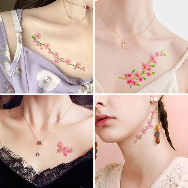 Product Introduction of Waterproof Temporary Tattoo Sticker Sexy Beautiful Sakura Flower Collarbone Arm Hand Body Art Flash Tattoo For Girls Women 21