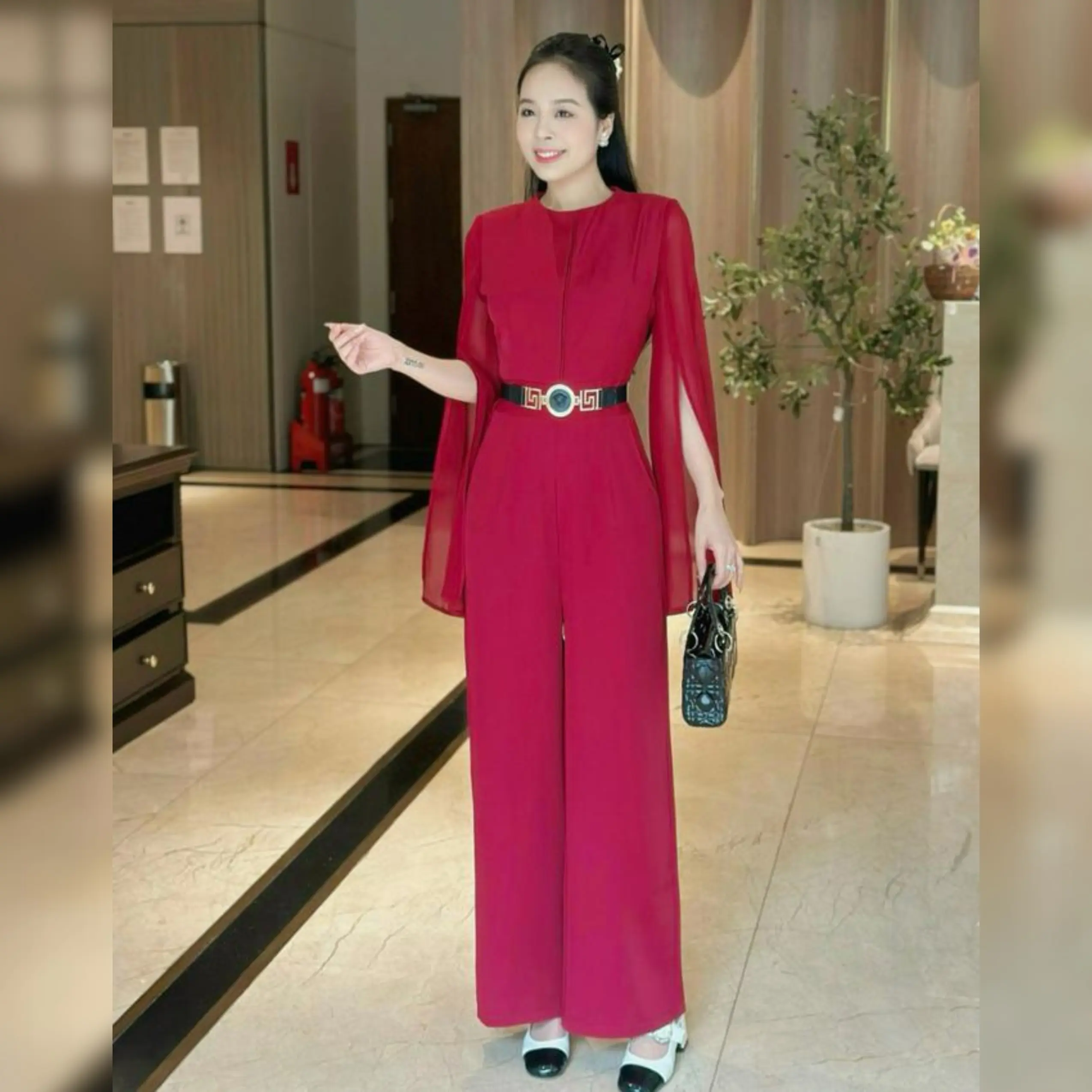 SJ1271 Jumpsuit cổ lọ tay nữ hoàng sang trọng