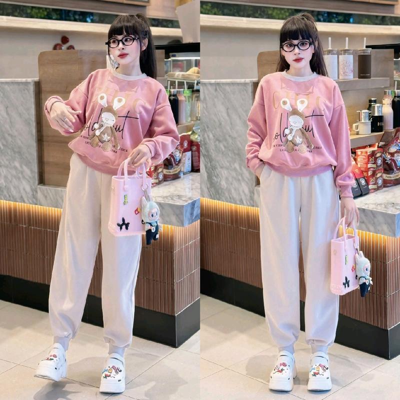 Set Bộ Quần Áo Form Vừa Freesize 40-60kg , Hoạ Tiết Hình Thỏ CHIC Cho Nữ, Chất Liệu Nỉ 2 Da, Top Women, Set Đồ Nữ Đẹp, Bộ Nỉ Thu Đông Nữ, Set Đồ Nữ Mùa Đông 3