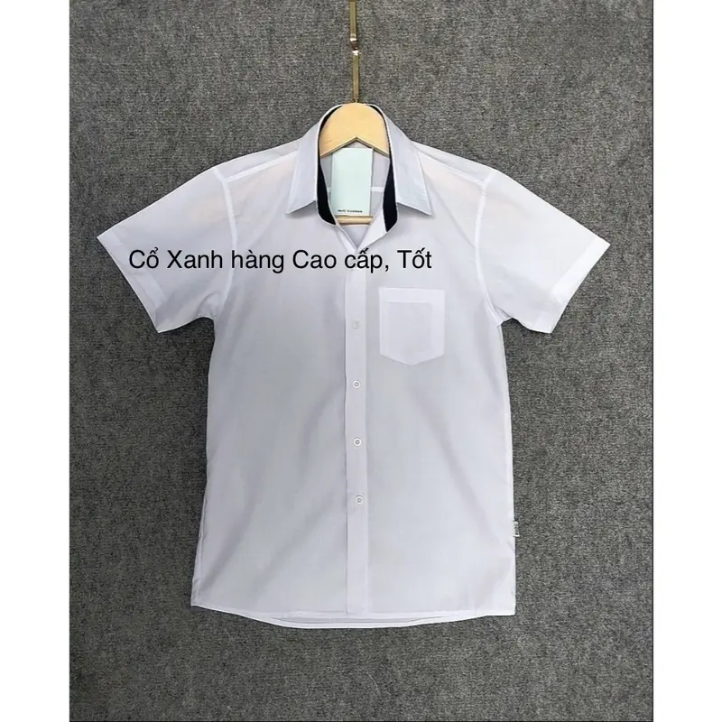 Áo sơ mi CHÂN CỔ XANH HÀNG TỐT đồng phục học sinh nam 15-80kg ( cấp 1,cấp 2,cấp 3) Menswear 0