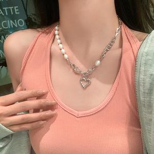 Kalung Hati Mutiara Air Tawar, Alamiah, Untuk Semua Orang, Rantai Tulang selangka Serba guna, [Penjual Terbaik] baddies  chain