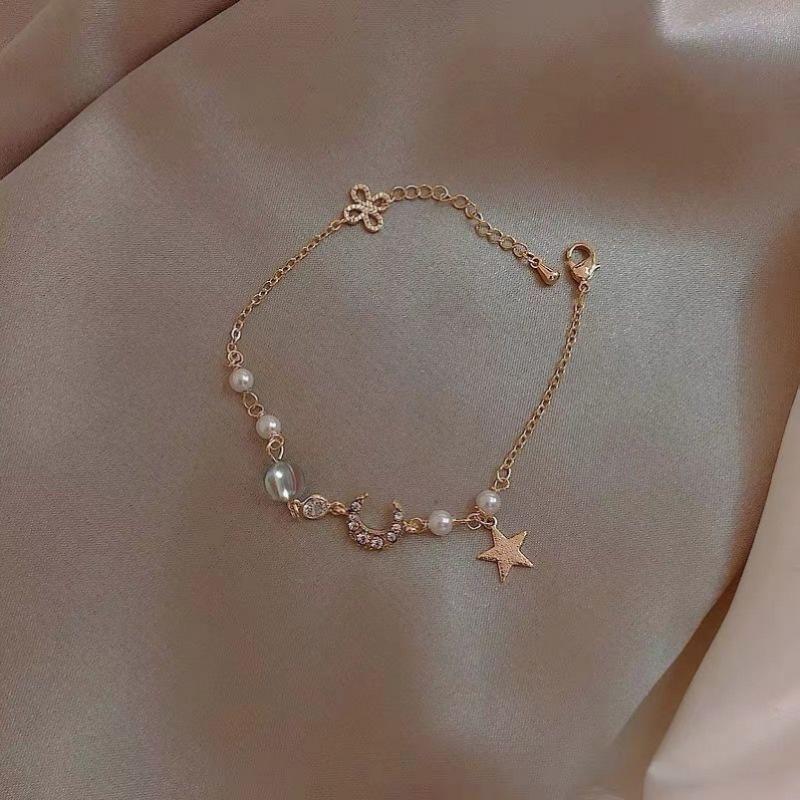 Vòng Tay Ngọc Trai Zircon, Thiết Kế Ngôi Sao Mặt Trăng, Dành Cho Phụ Nữ, Vòng Tay Cao Cấp, Phong Cách Hàn Quốc, Thời Trang Người Nổi Tiếng Trên Internet Hợp Xu hướng Vòng Tay Đơn Giản, Thích Hợp Cho Bạn Thân 5