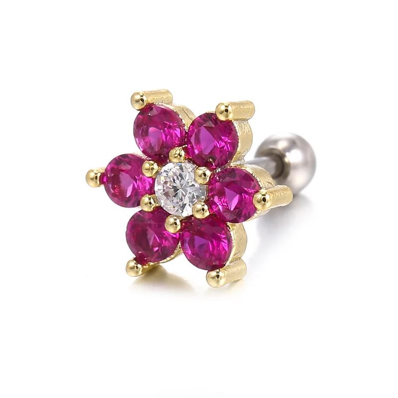Product Introduction of High Quality Minimal Crystal Flower Ear Studs Earrings Women Simple Gold Color Tiny Piercing Earrings New Arrival 2024 New 8