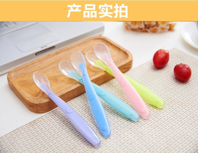 Product Introduction of Baby Silicone Spoon Training Spoon Baby Feeding Soft Spoon Silicone Spoon Tableware Suit Maternal and Child Supplies 7