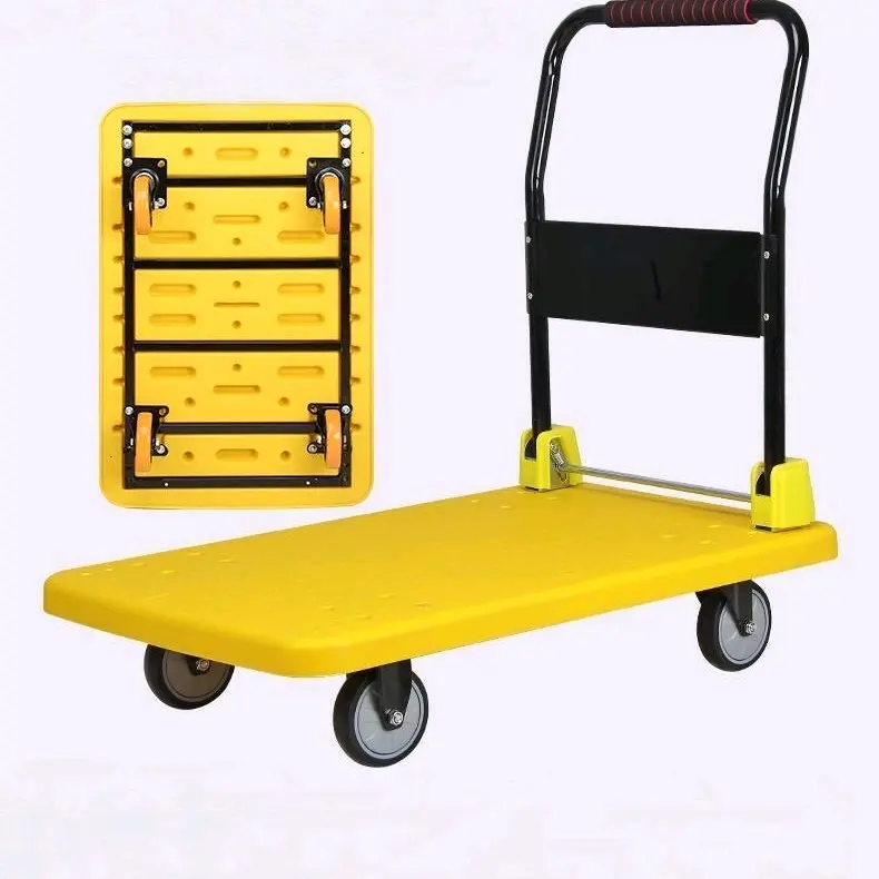 Xe đẩy hàng 4 bánh sàn nhựa khung sắt.