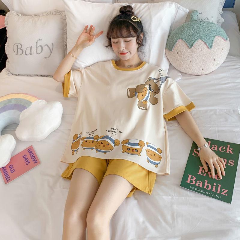 Product Introduction of Bộ Đồ Ngủ Nữ, Phong Cách Mùa Hè, Với Đệm Ngực Tích Hợp, Thiết Kế Hoạt Hình, Làm Bằng Cotton Nguyên Chất, Quần Áo Dễ Thương, Thích Hợp Mặc Nhà, Màu Bạc Nước, ngắn Tay Mỏng, Cổ Tròn Women Top 3