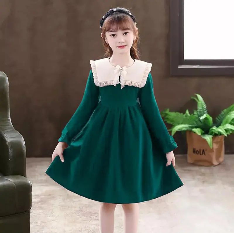 Dress anak lengan panjang / Dress import anak Korean style / Gaun pesta anak perempuan usia 6 7 8 9 10 tahun / Dres anak tanggung/ Kids Queen665 2