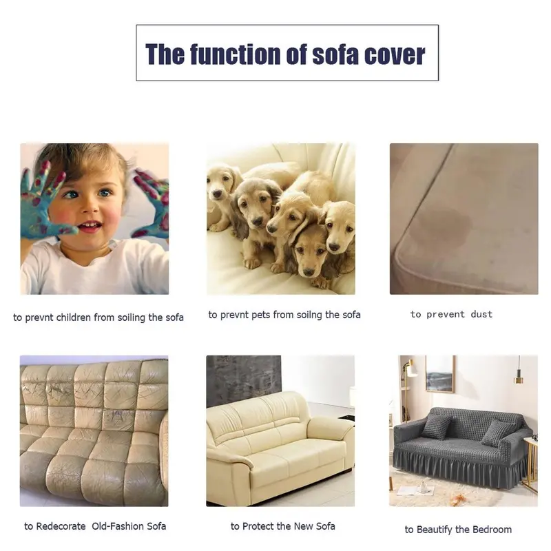 Bọc ghế sofa không trượt, đàn hồi, L , 1/2/3, 4 chỗ ngồi, phổ thông 4