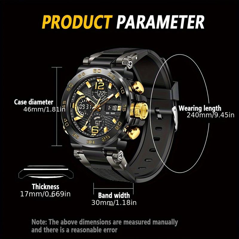 Product Introduction of Sports Watch Fashion New Dual Display Multi-Function Silicone Luminous Sports Casual Waterproof Men's Watch 2