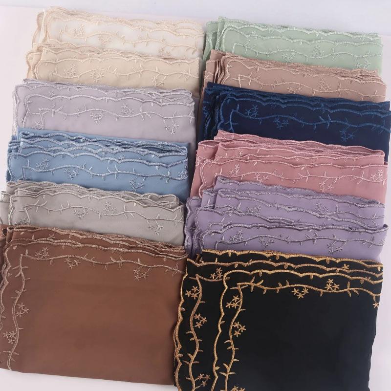 SHAWL SULAM CHIFFON KUNTUM, sulaman 4 TEPI, CHIFOON SHAWL SULAM ...
