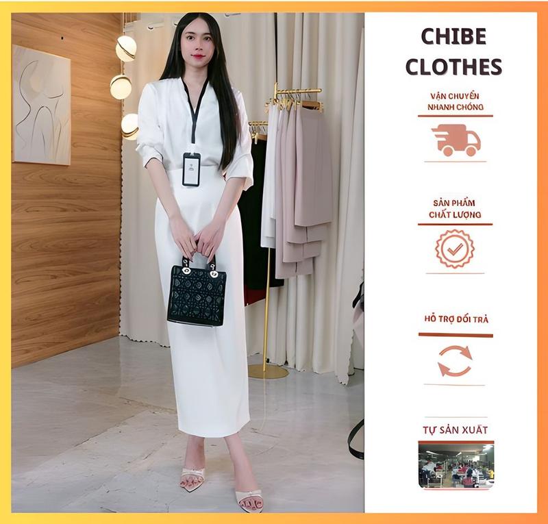 CHIBECLOTHES Chân váy Bút Chì 90cm Có túi 2 Bên May 2 Lớp Thời Trang Nữ 2024 CV177 Voi Nhung