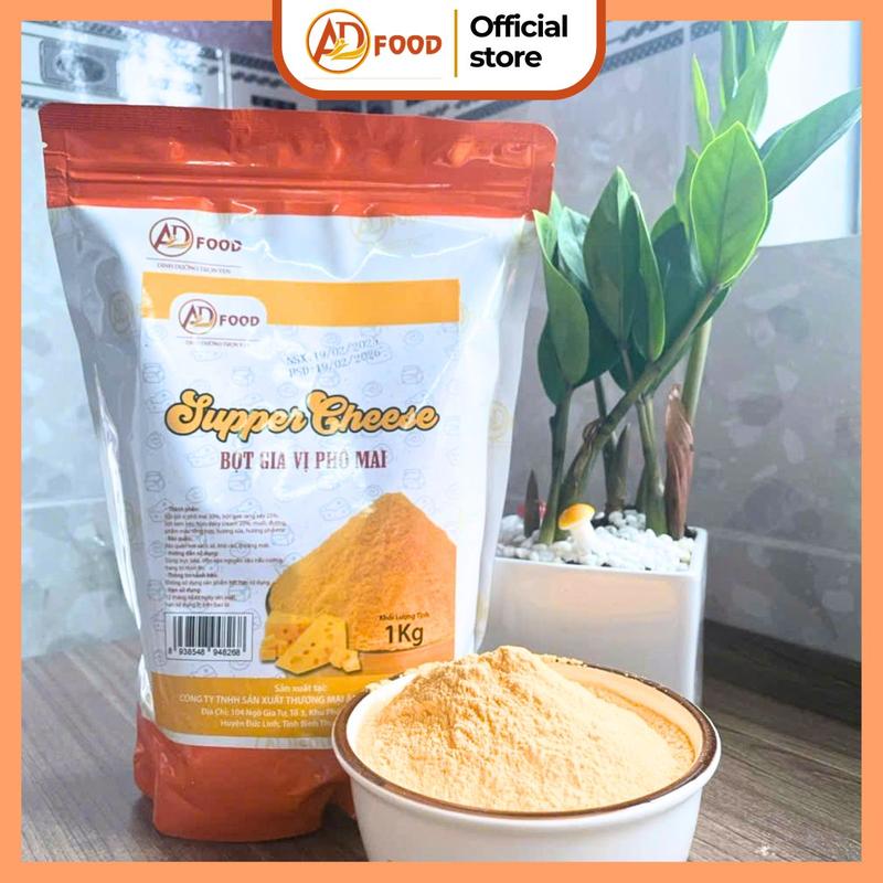 500g Bột phô mai Supper Cheese ADFOOD - màu vàng đậm, dùng để lắc khoai tây chiên, gà rán, bắp rang bơ, pha chế cùng nước sốt hoặc rắc trực tiếp lên món ăn đã chế biến....