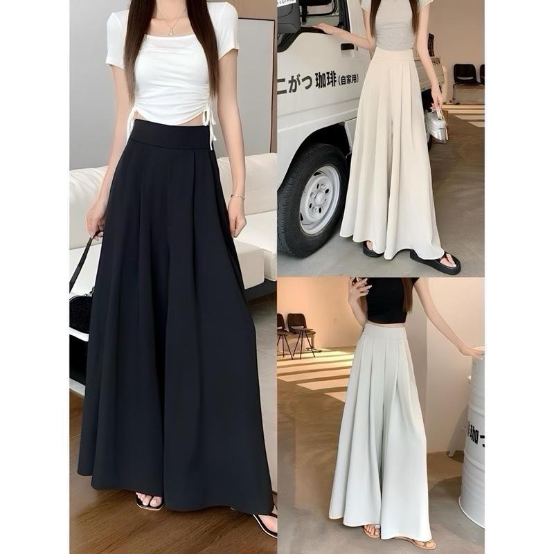 Quần ống rộng giả váy xếp ly dáng dài có BIG SIZE chất vải GOLD KOREA mềm mại đứng form Nữ Voi Thu Đông Xuân Hè 831 Ong Pants Women