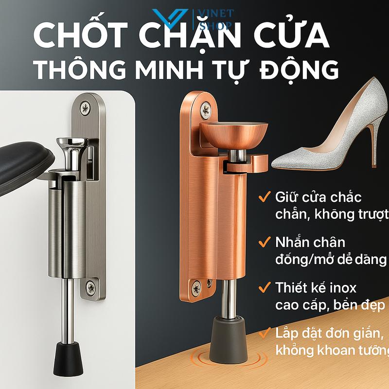 Chốt chặn cửa chống va đập 2 chiều, chất liệu hợp kim phần cứng