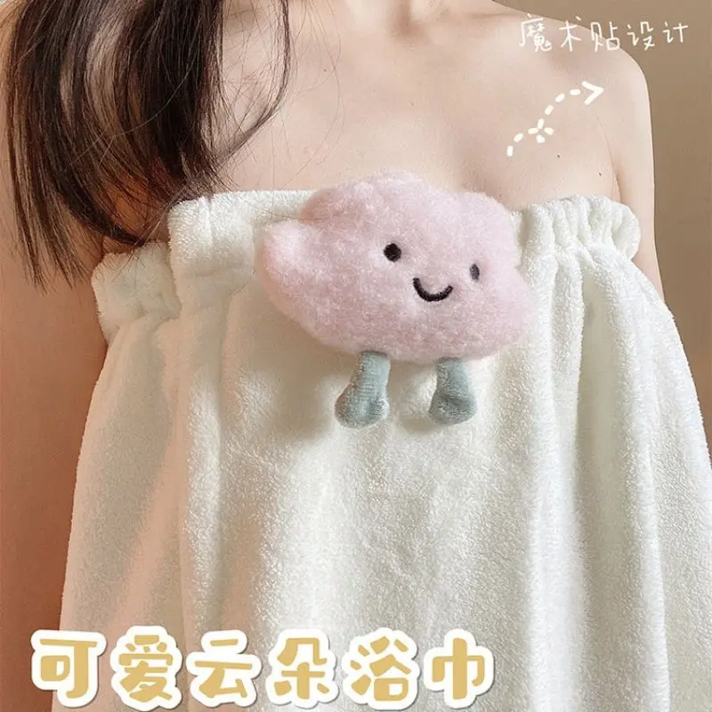 Áo choàng tắm, kiểu khăn tắm dài, có thể mặc được, khăn quấn, thấm hút và khô nhanh, thiết kế dễ thương, thích hợp cho phụ nữ, khăn tắm lớn