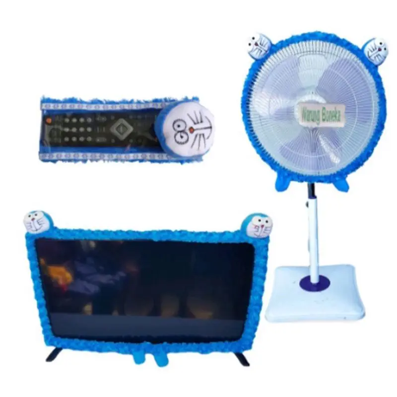 Bando TV 32 Inci  Sarung Remot TV Karakter Raspur Murah(paket 3in), Hiasan Rumah Menarik dengan Bahan Halus dan Lembut