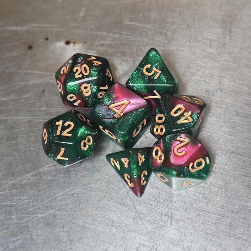 Dual Color Dice Set, 7 Counts/set Colorful Dice with Cylinder Storage Box, Creative Tabletop Games for Home Party & Festival 4