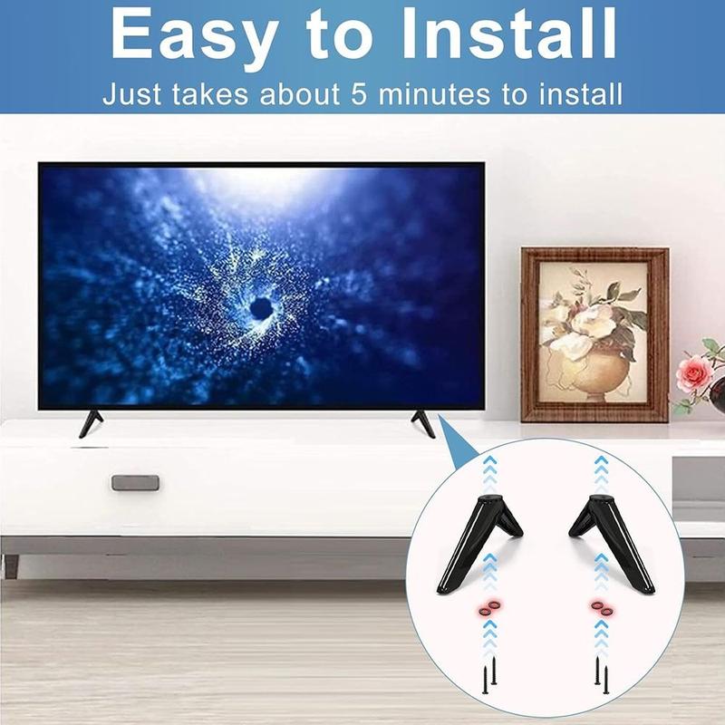 Replacement Non-slip TV Stand with Screws Strong TV stand legs No Drilling Solid Support Base Stand for TCL/Roku 1